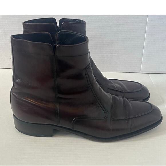 Men's Florsheim Vintage Burgundy Brown Beatle Boots Zip Disco Hipster Size 13 - Picture 1 of 9